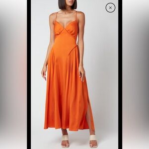 Self-Portrait Women's Burnt Orange Tie Bodice Midi Dress
